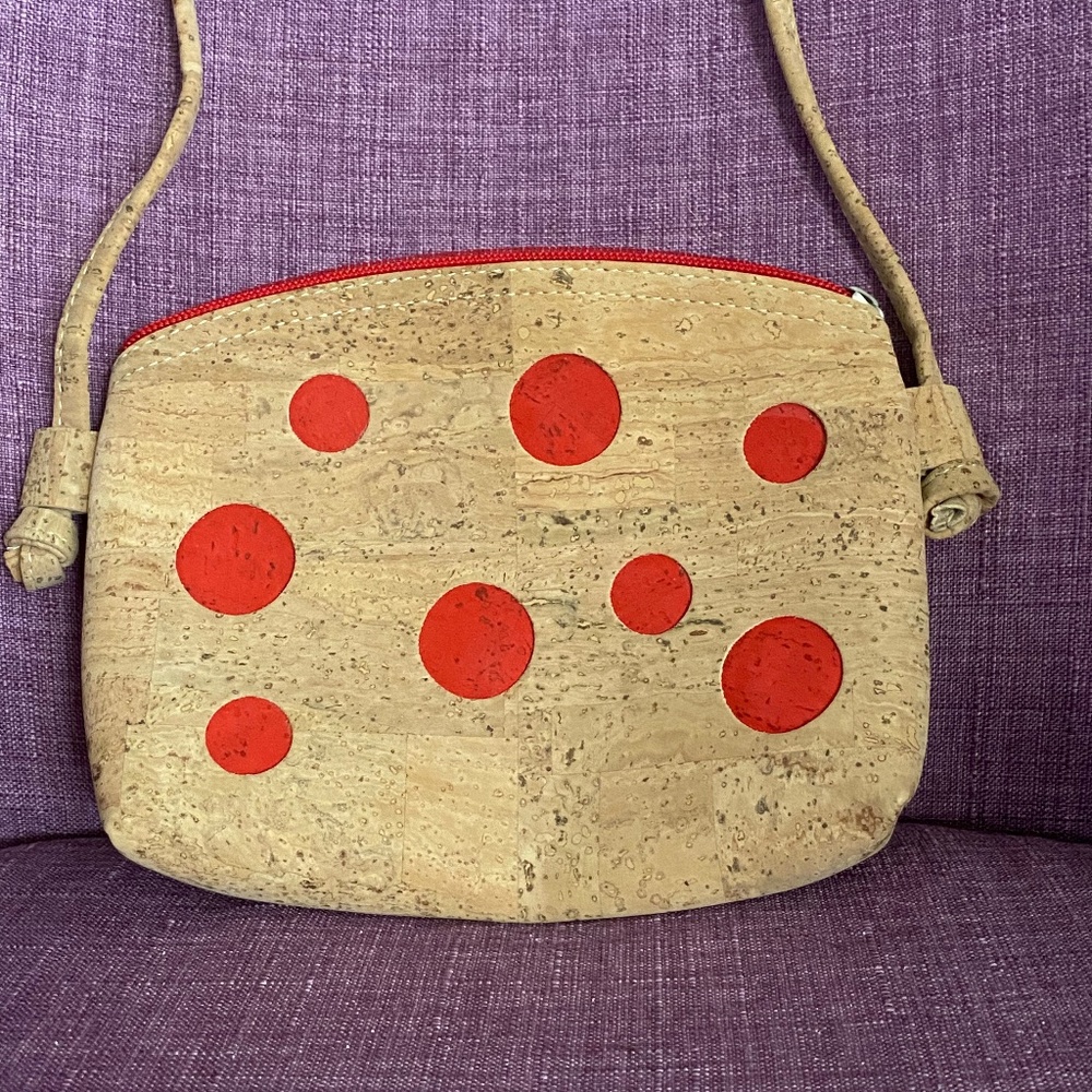 Small Cork Bi Colored Dot Purse Eco Friendly. MINI